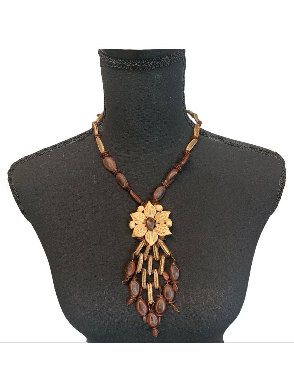 1960's - 1970's Vintage Bohemian Hippie Seed and Pit Necklace
